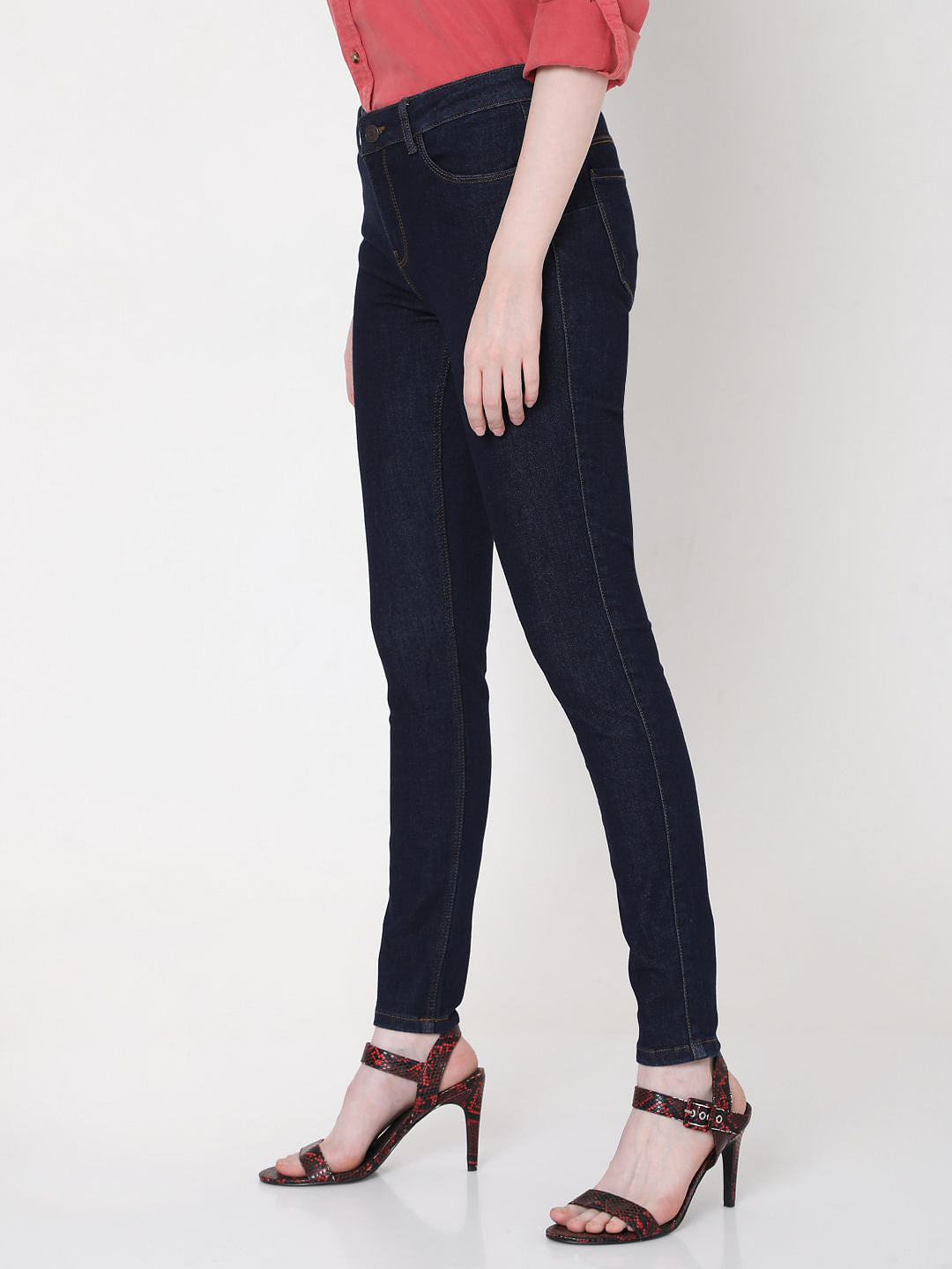 Blue Mid Rise Skinny Jeans