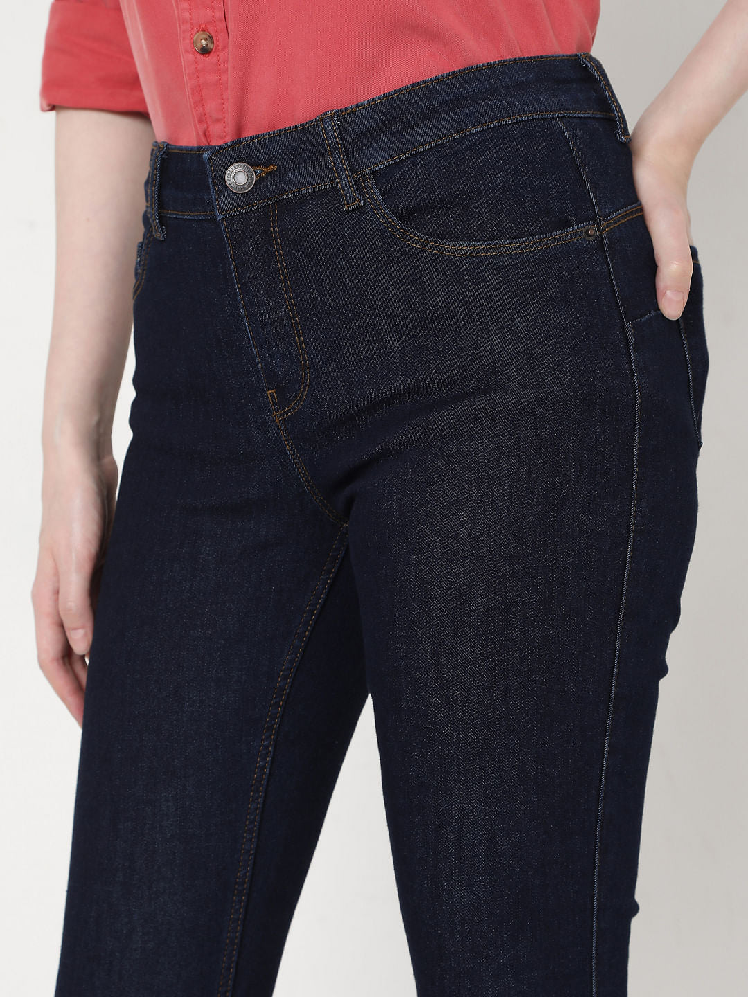 Blue Mid Rise Skinny Jeans