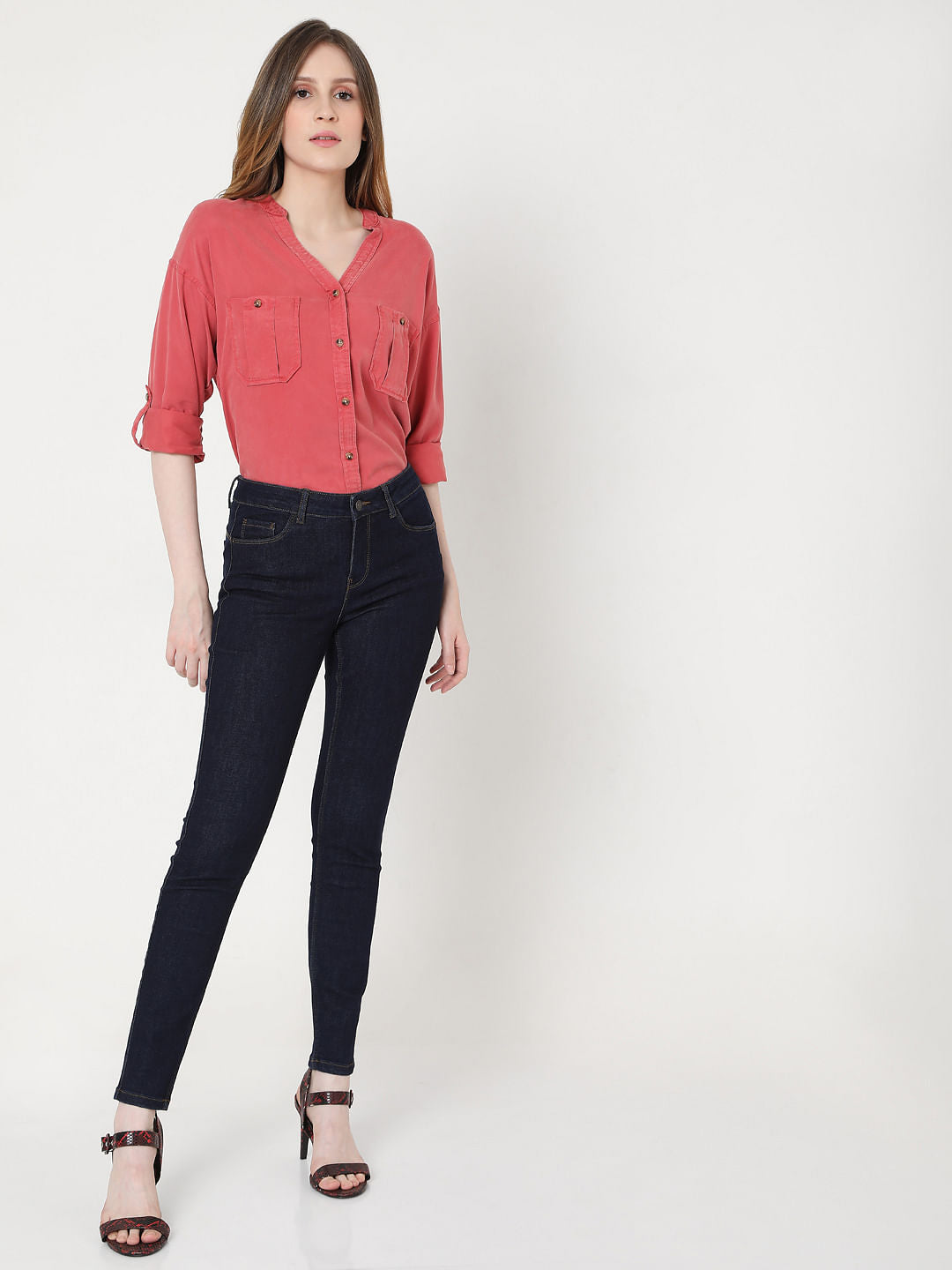 Blue Mid Rise Skinny Jeans