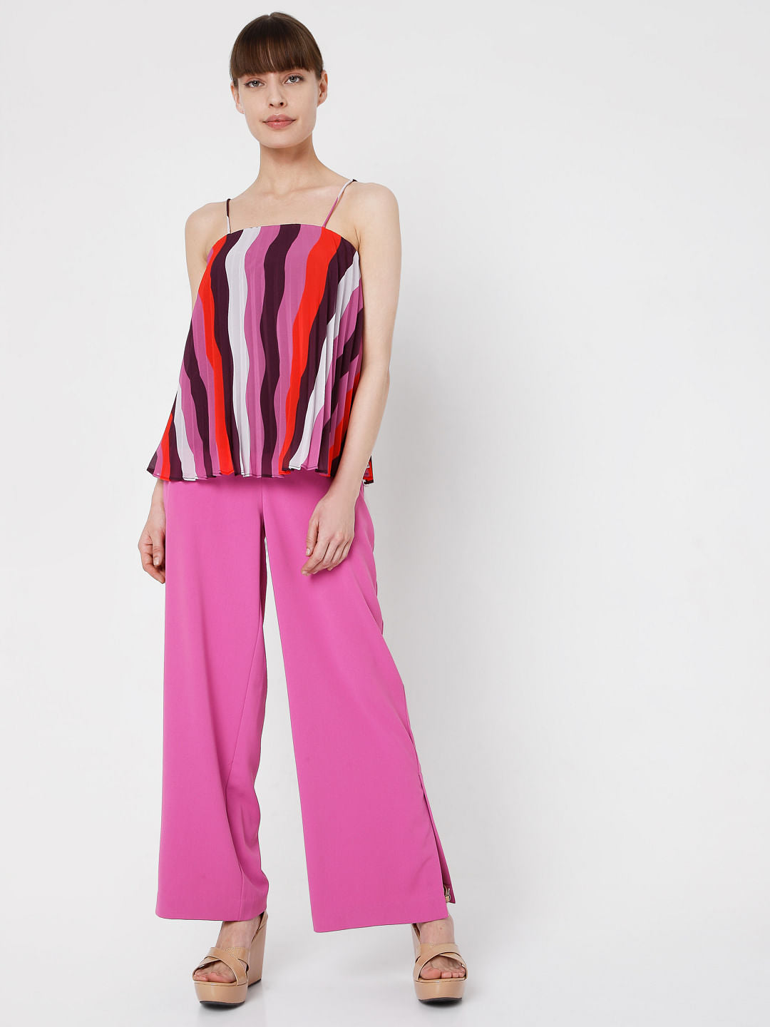 Purple Asymmetrical Striped Top