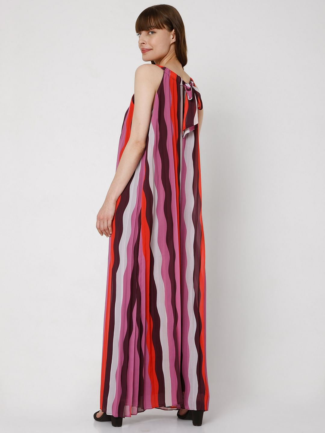 Purple Asymmetrical Striped Jumpsuit