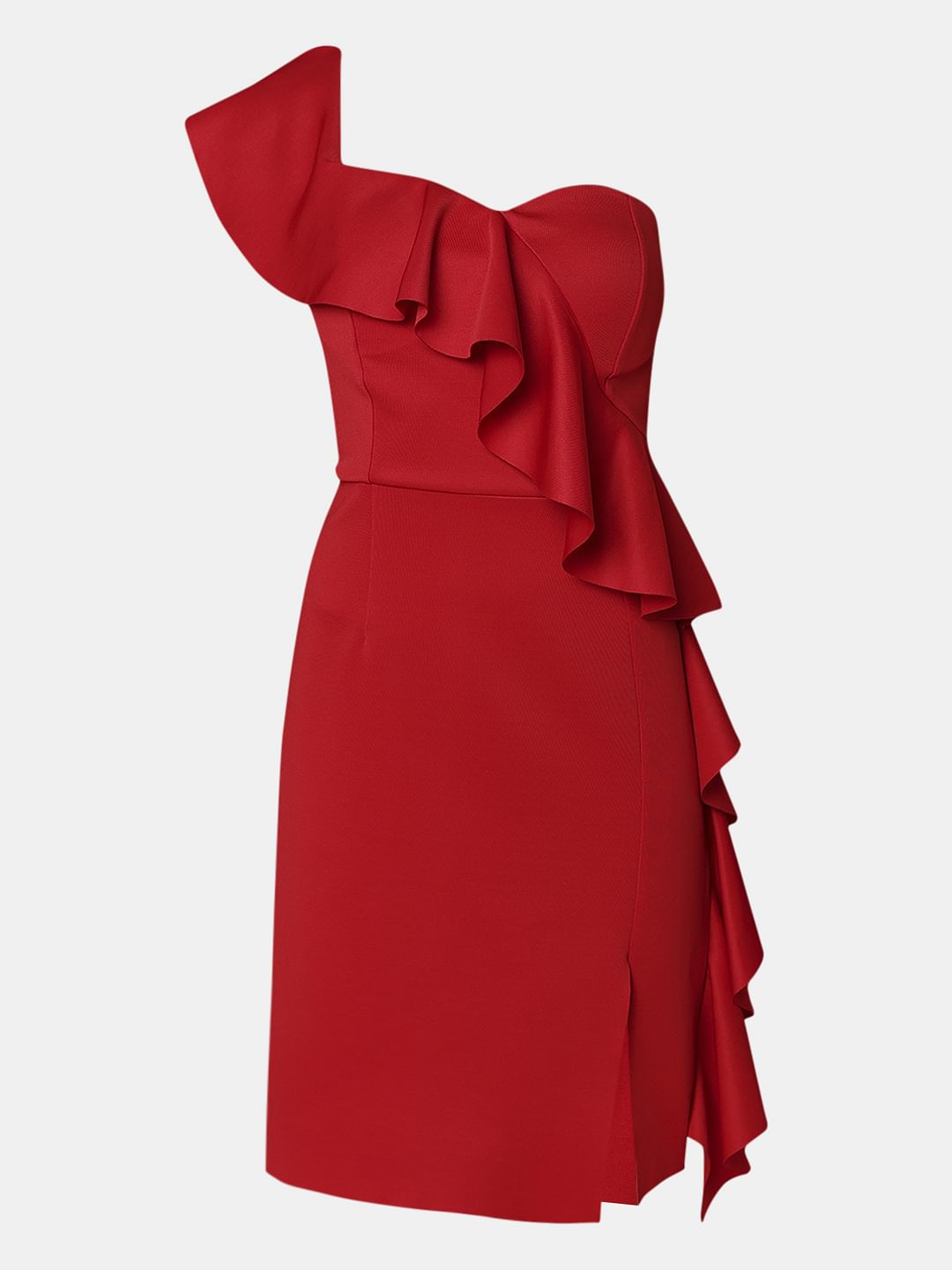Marquee Red One Shoulder Bodycon Dress
