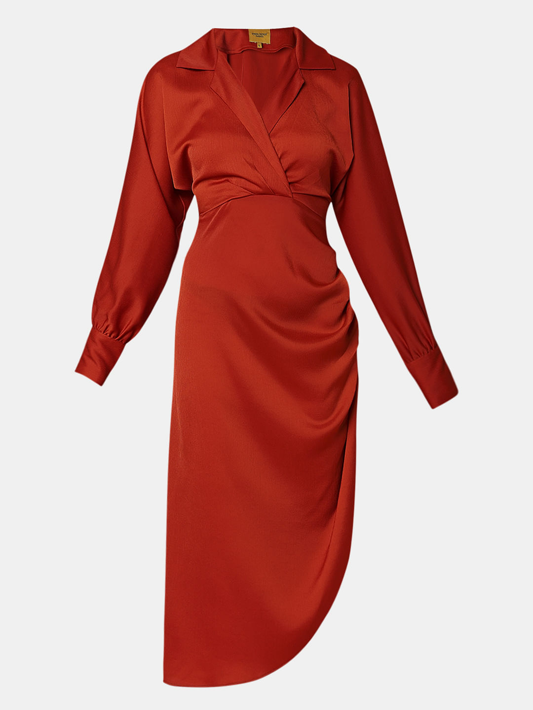 Marquee Red Asymmetric Shirt Dress