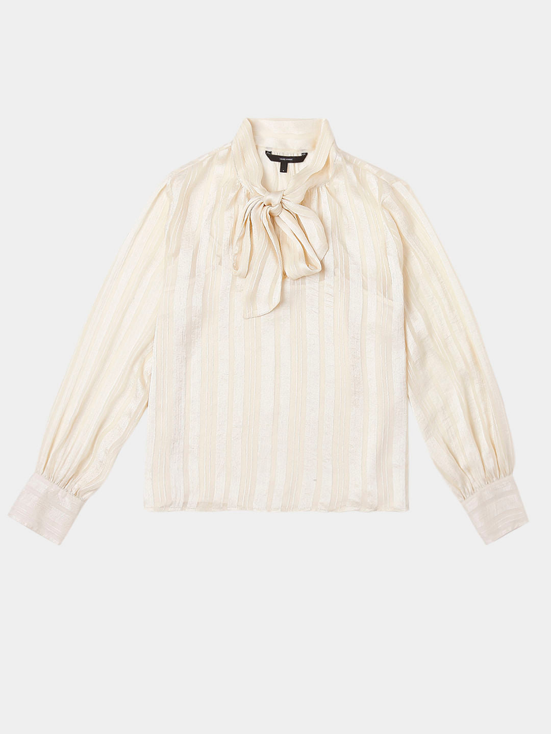 Beige Striped Satin Top