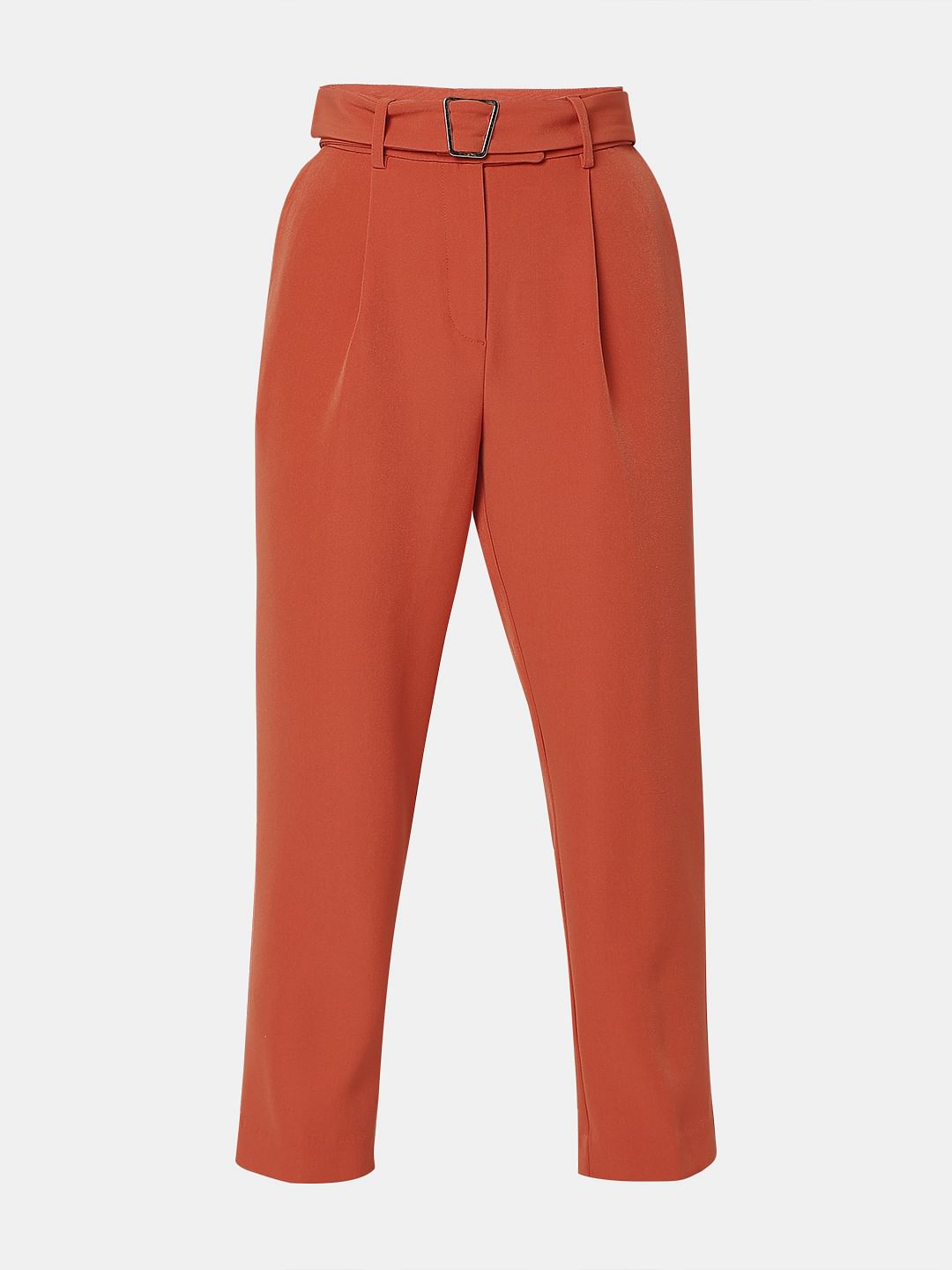 Orange High Rise Slim Fit Pants