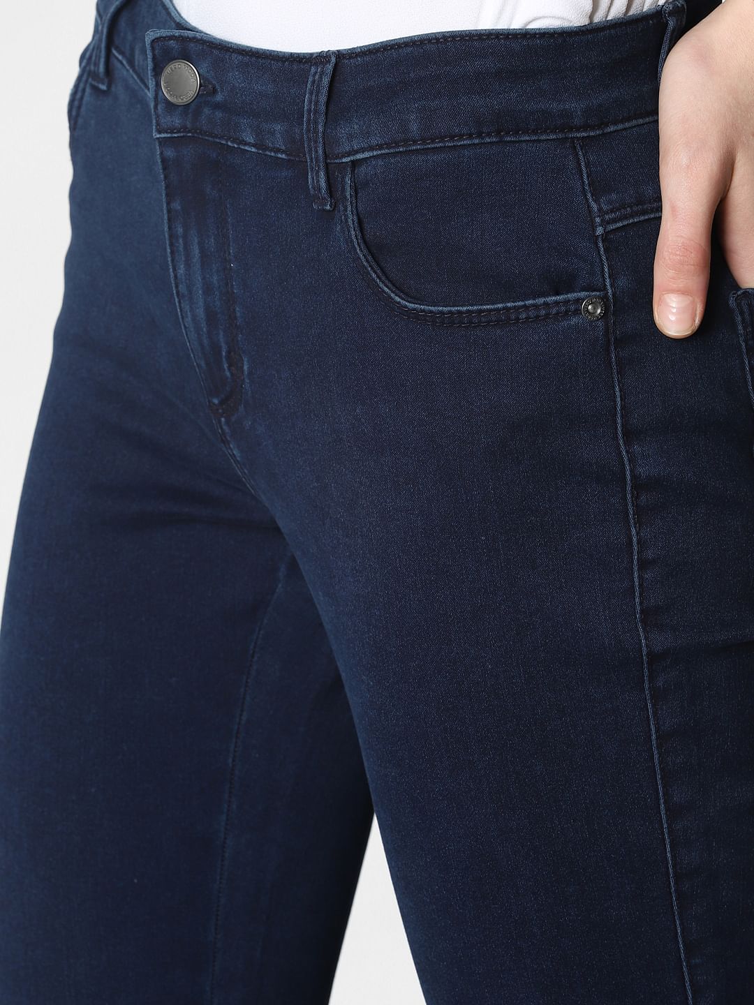 Dark Blue Mid Rise Skinny Fit Jeggings