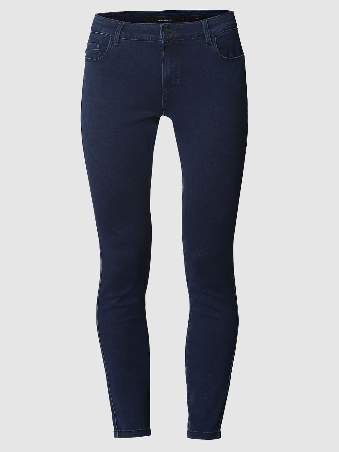 Dark Blue Mid Rise Skinny Fit Jeggings