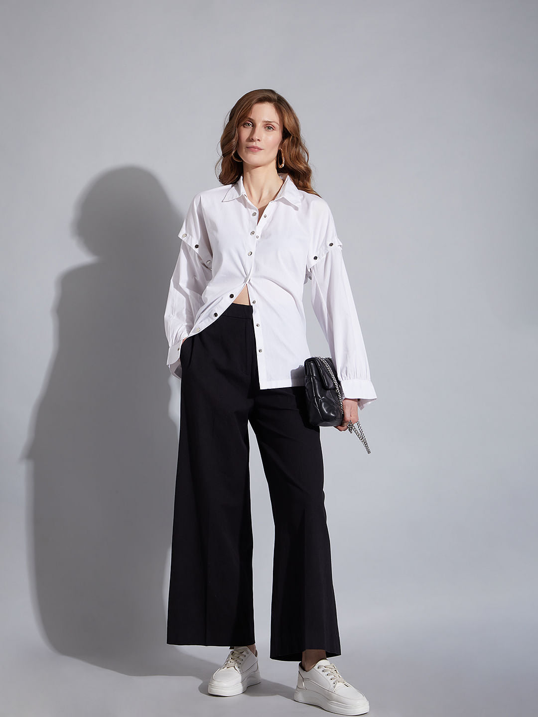Black High Rise Wide Leg Pants