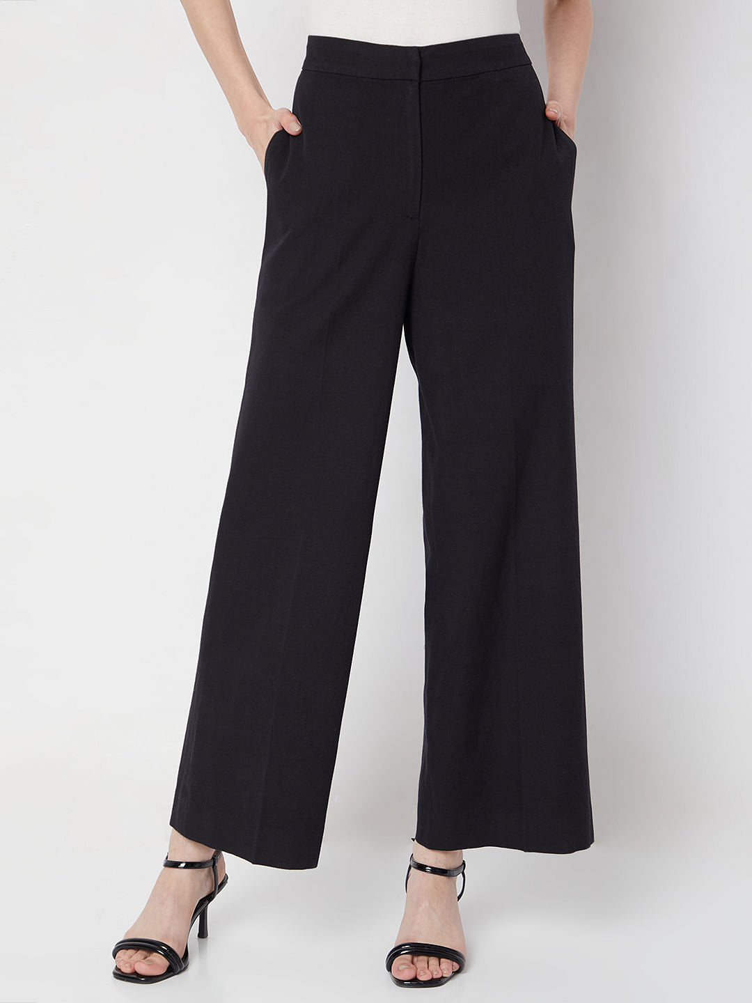 Black High Rise Wide Leg Pants