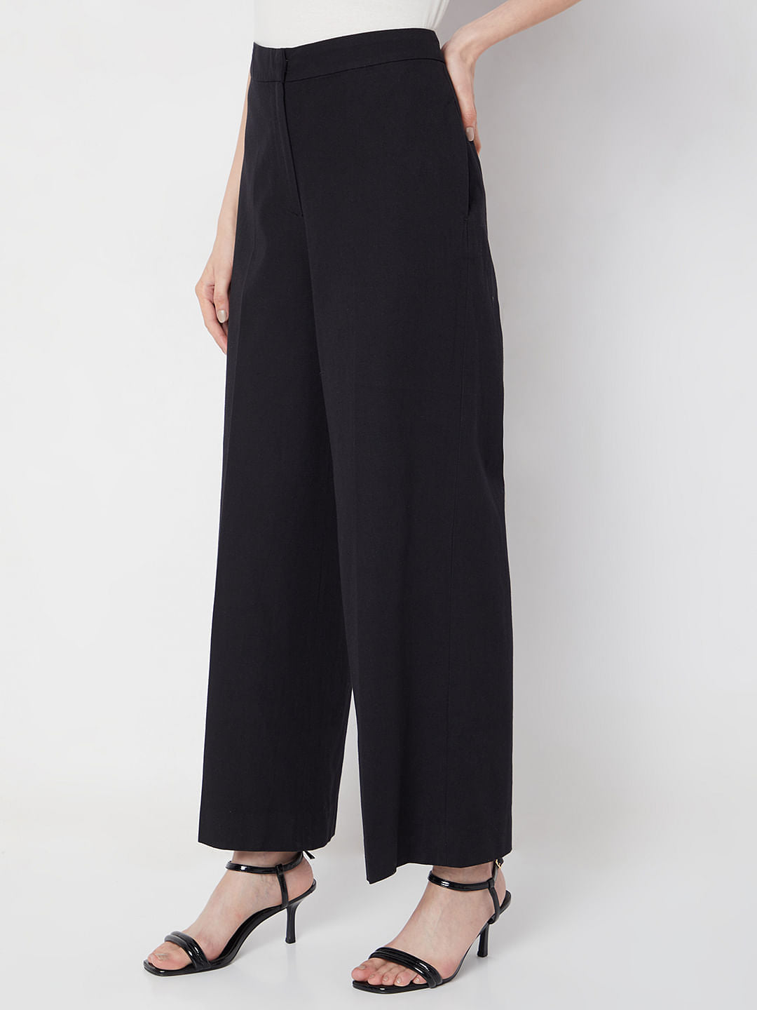 Black High Rise Wide Leg Pants