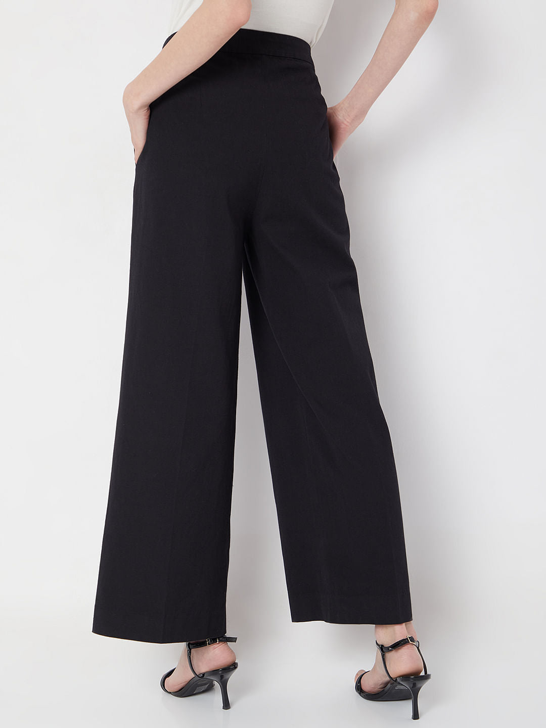 Black High Rise Wide Leg Pants