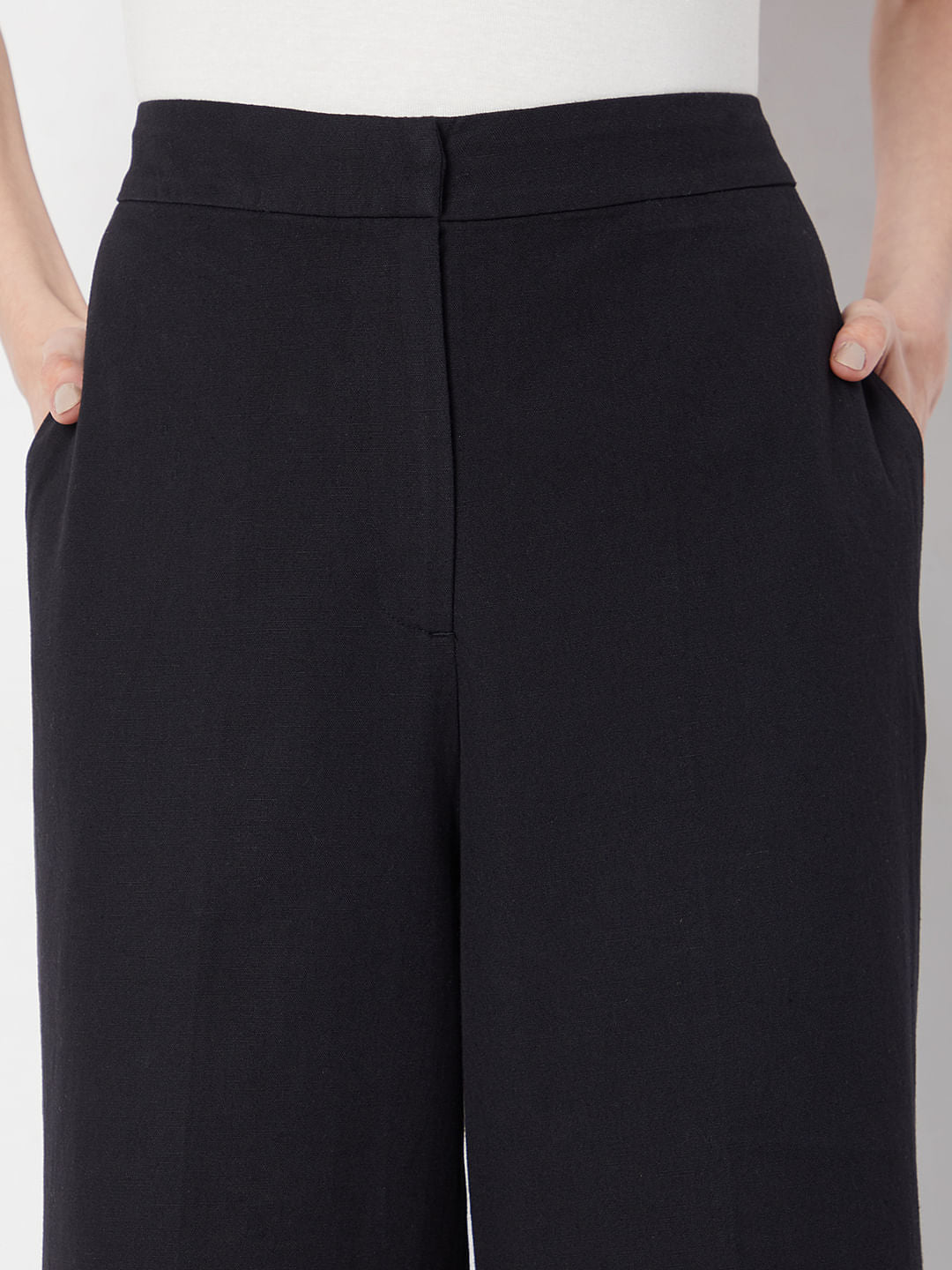 Black High Rise Wide Leg Pants