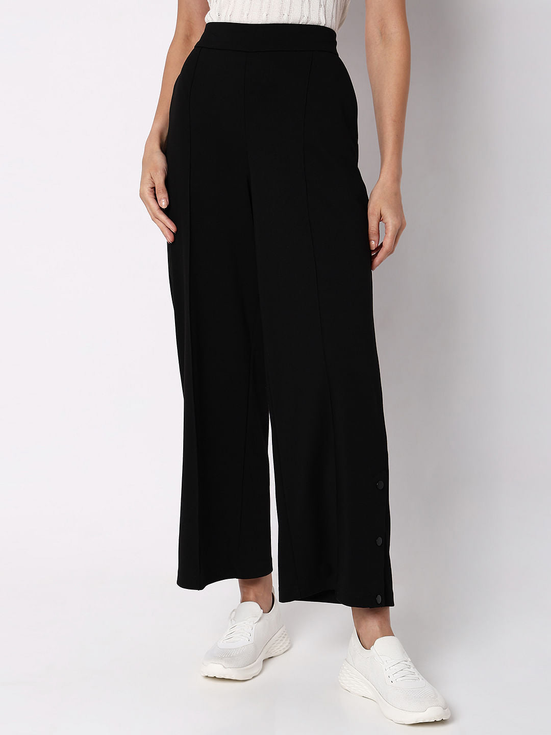 Black High Rise Wide Leg Pants