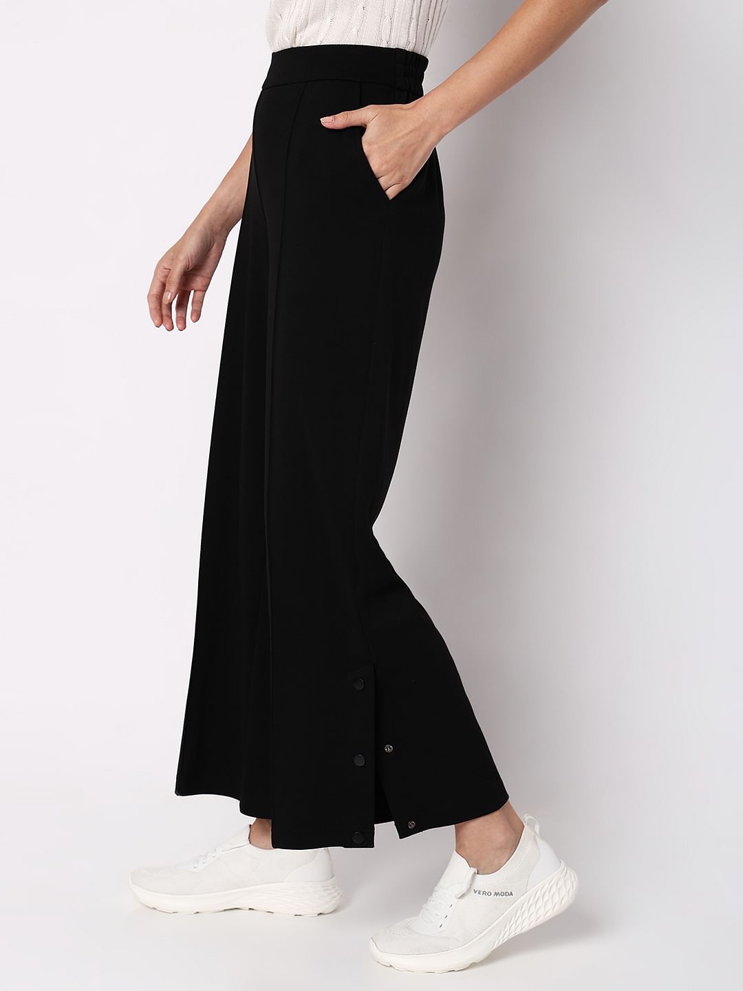 Black High Rise Wide Leg Pants