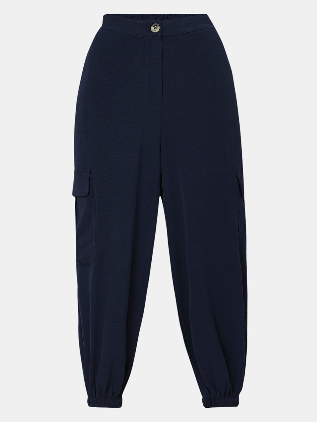 Navy Blue Mid Rise Jogger Pants