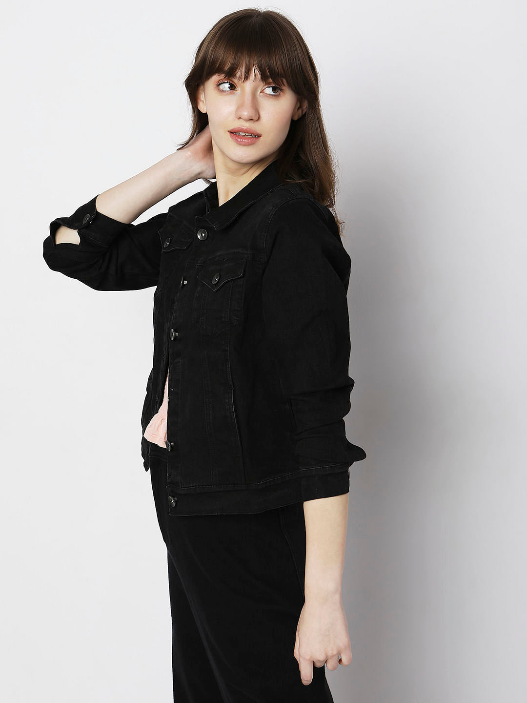 Black Cropped Trucker Jacket
