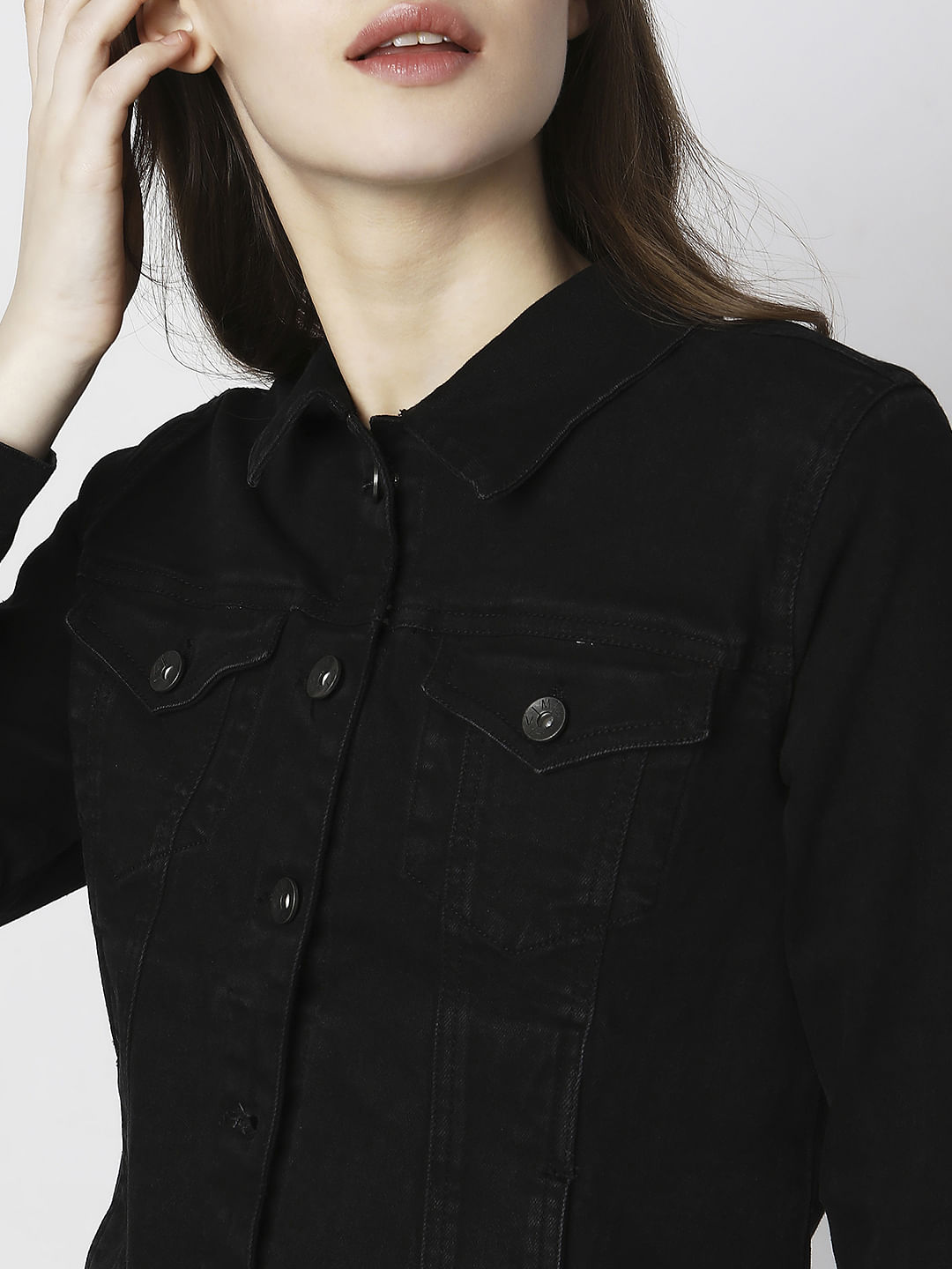 Black Cropped Trucker Jacket