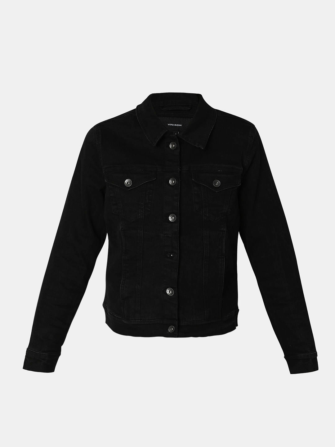 Black Cropped Trucker Jacket