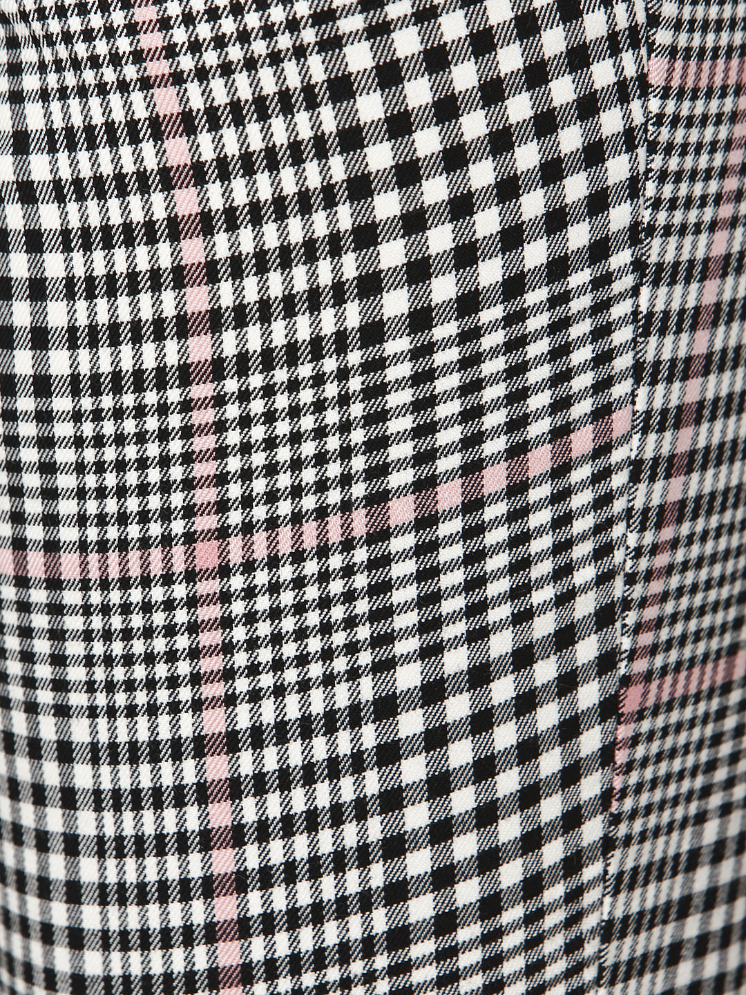 Black Mid Rise Check Ankle Length Pants