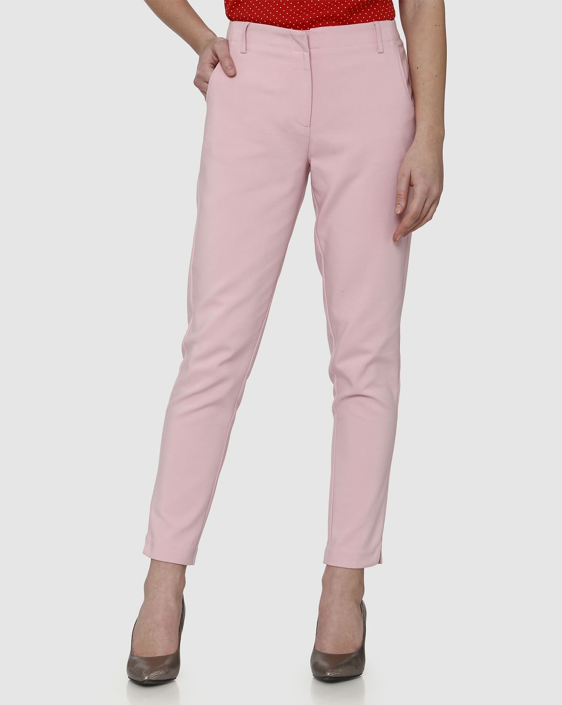 Pink Mid Rise Pants
