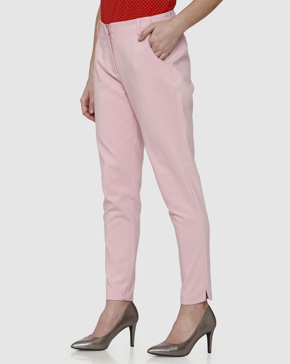 Pink Mid Rise Pants