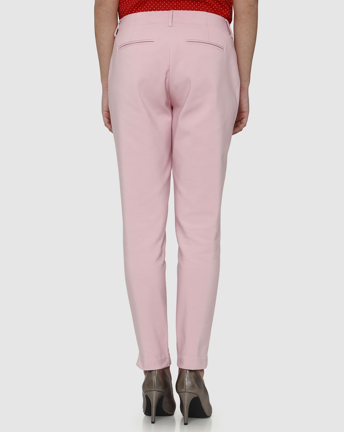 Pink Mid Rise Pants