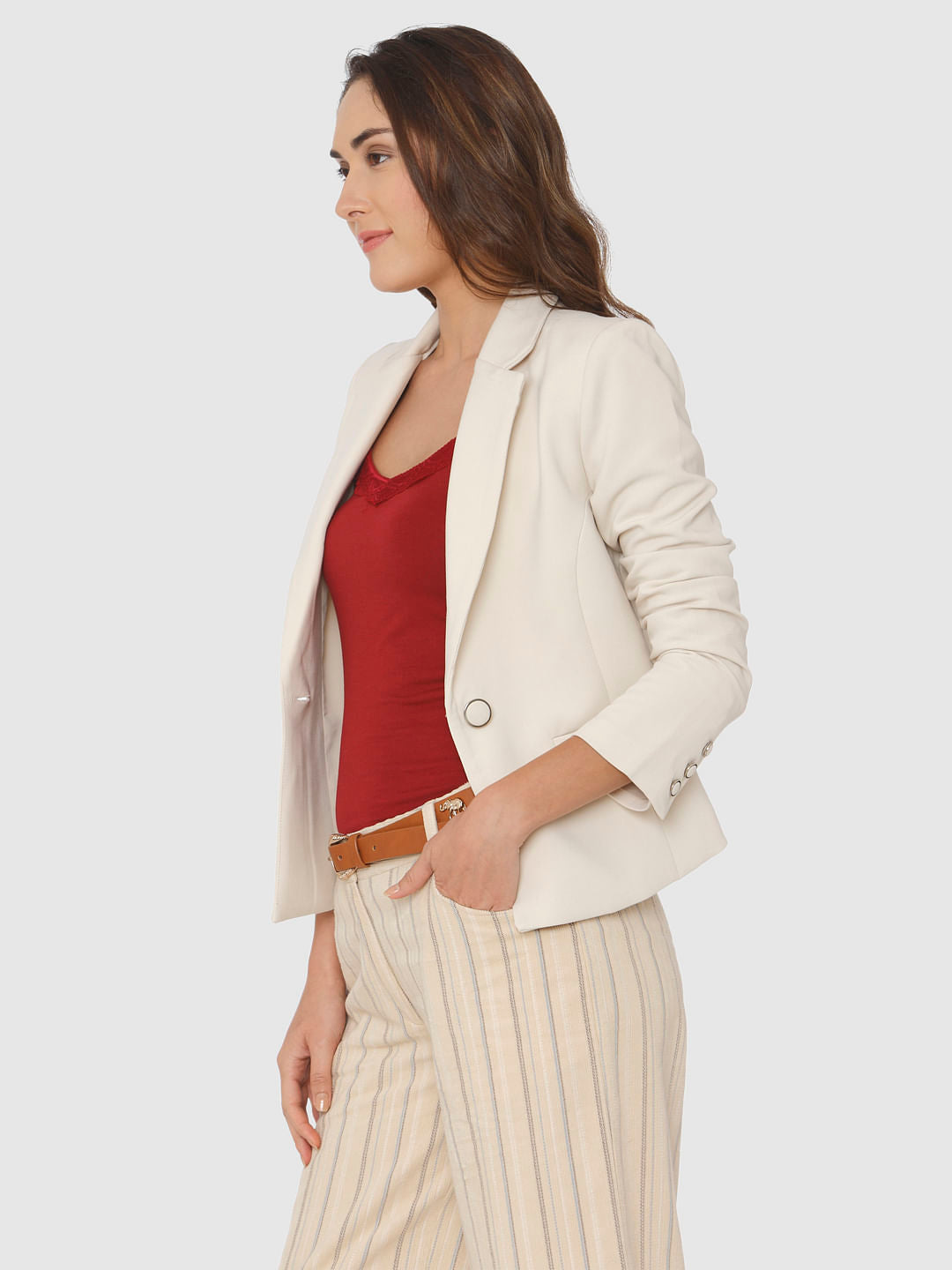 Beige Formal Blazer