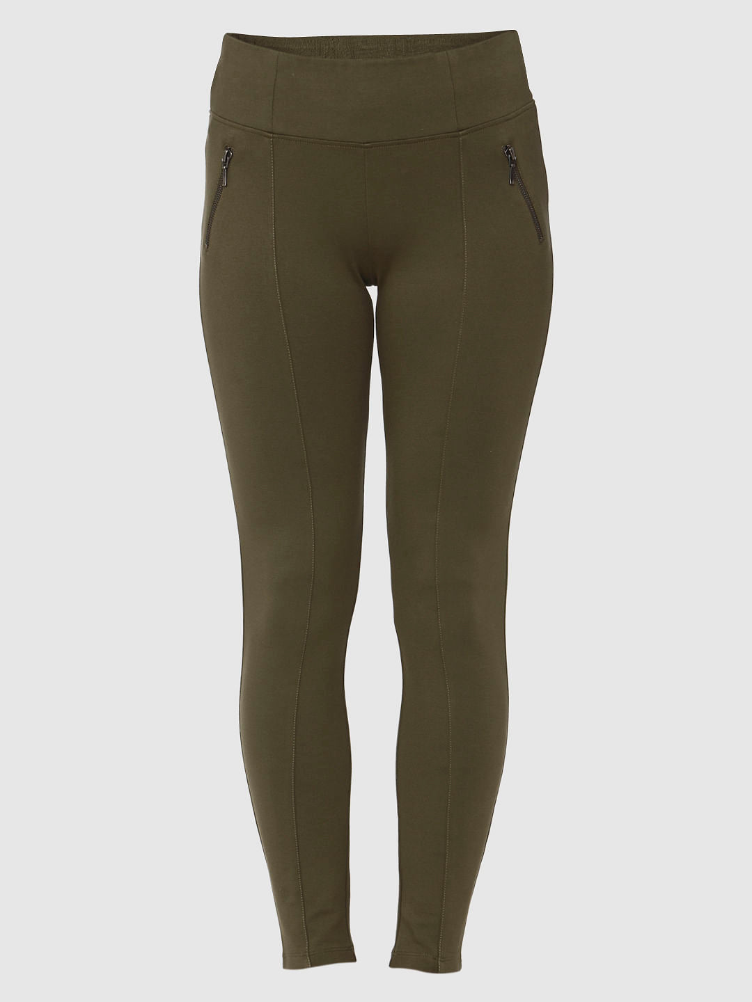 Green Mid Rise Skinny Fit Leggings