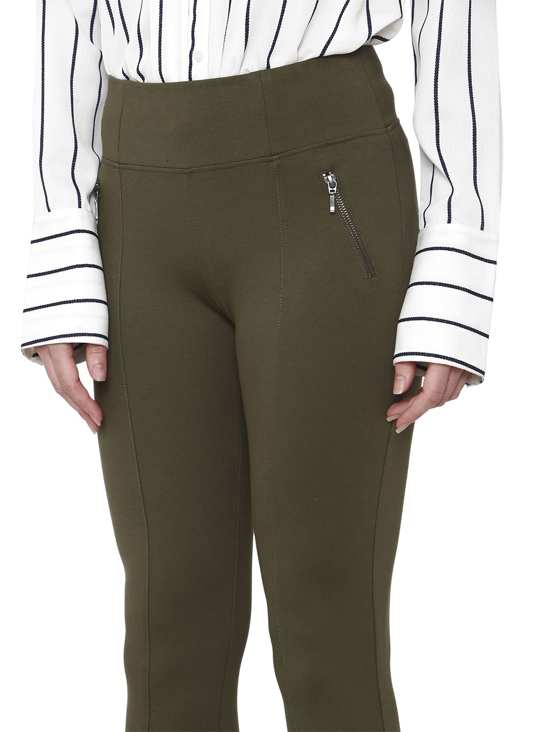 Green Mid Rise Skinny Fit Leggings