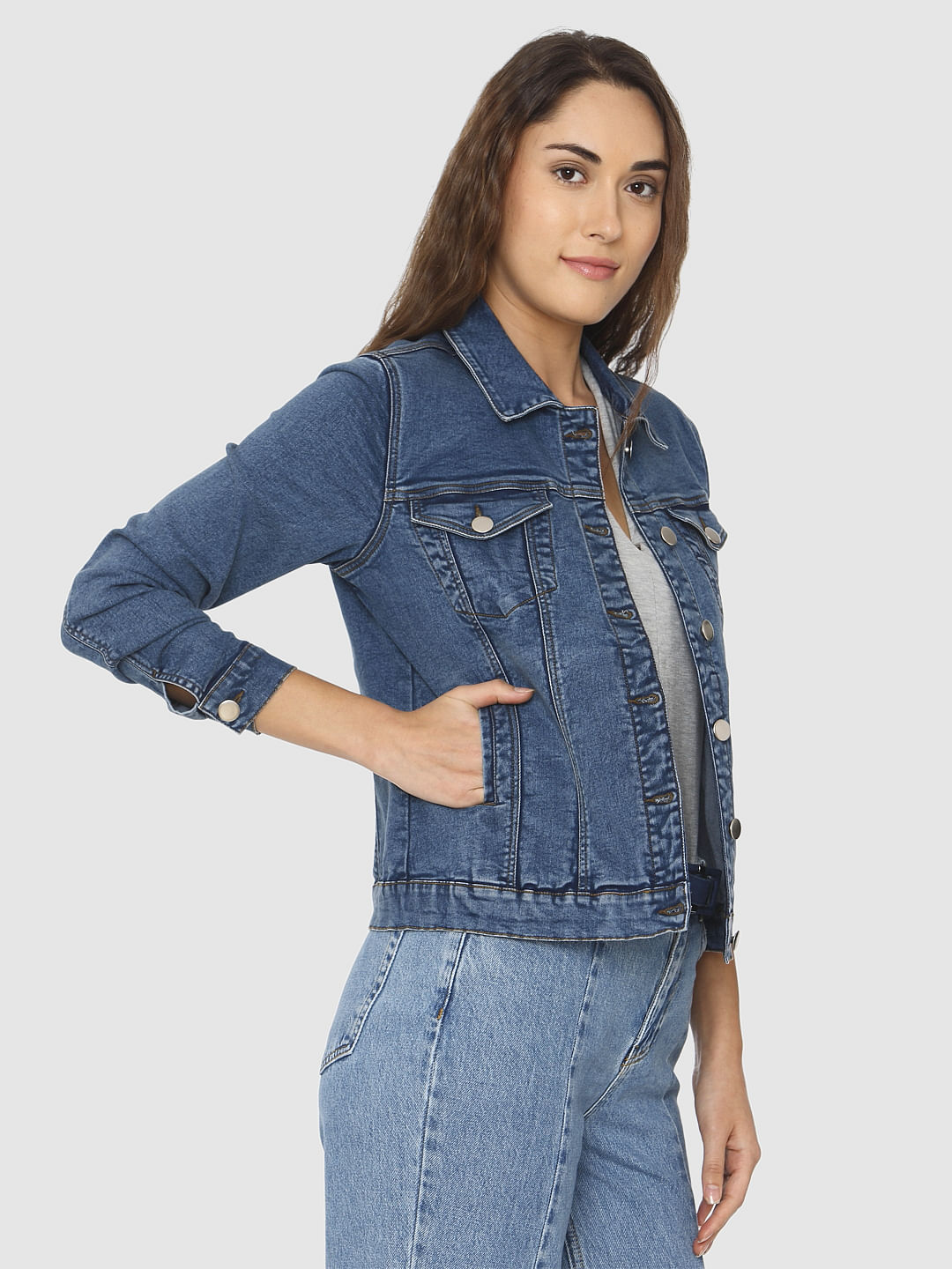 Blue Denim Biker Jacket