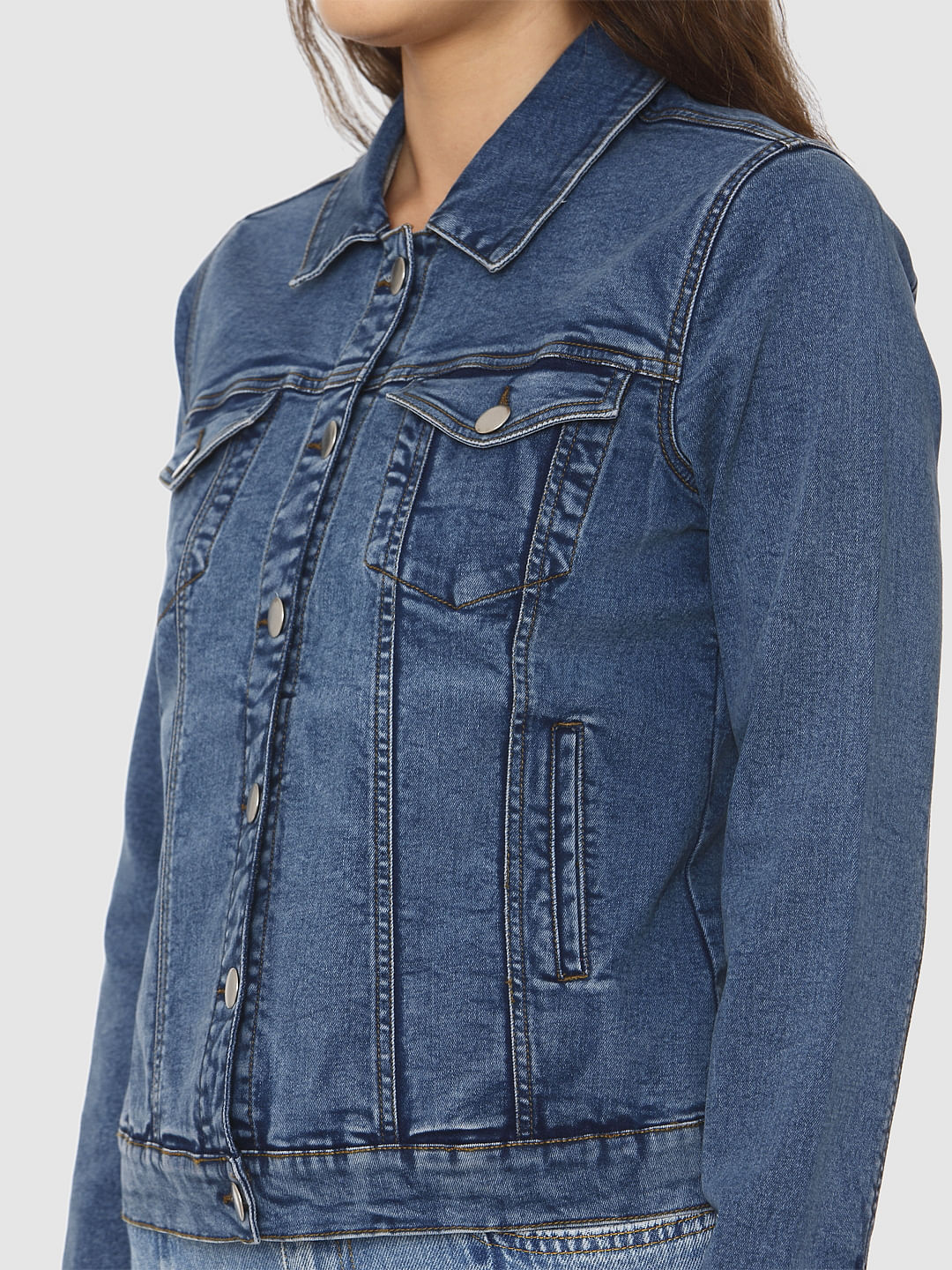Blue Denim Biker Jacket
