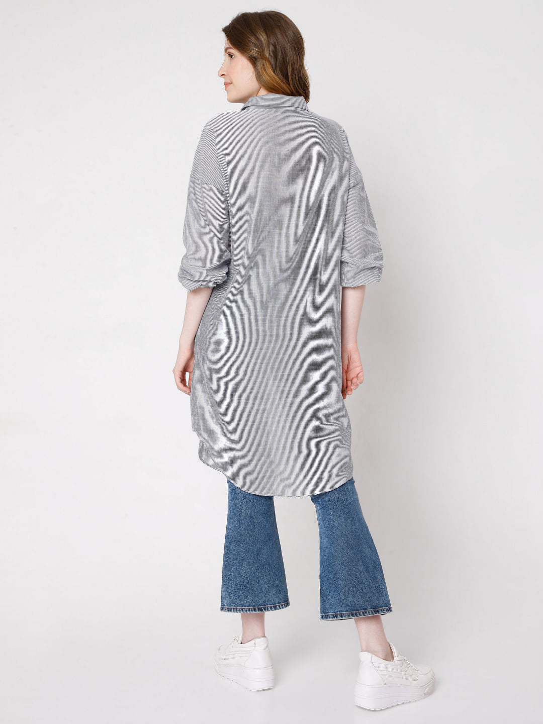 Blue Striped Long Tunic Shirt