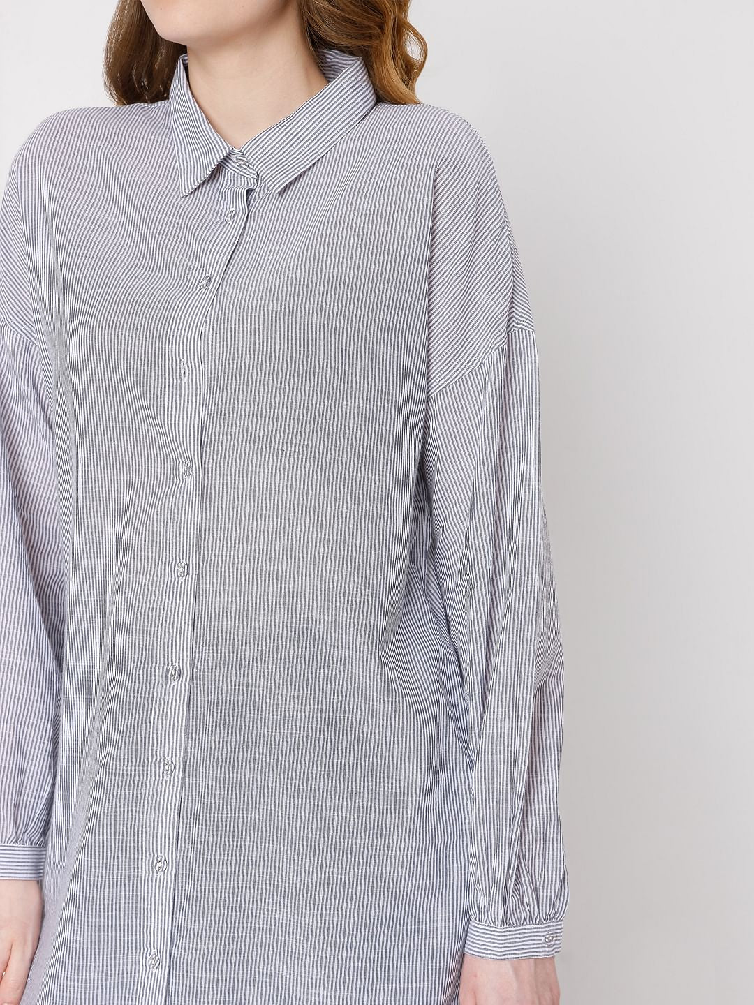 Blue Striped Long Tunic Shirt