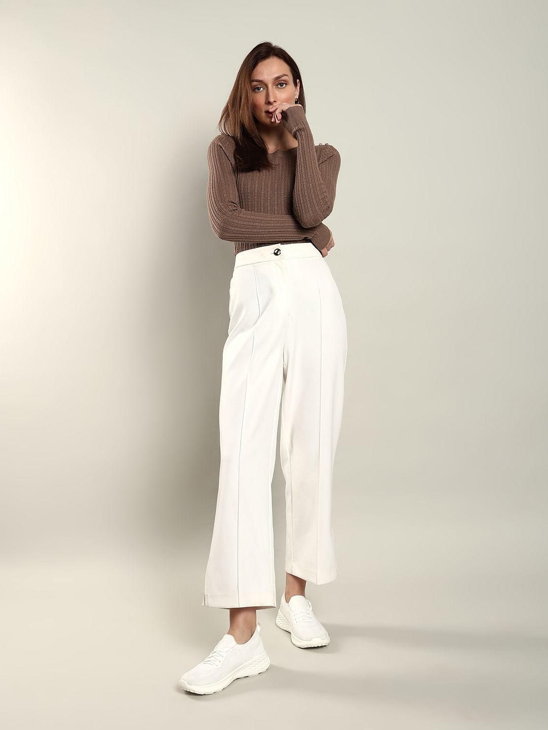 White High Rise Pants