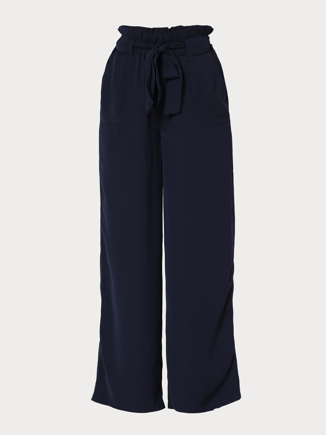 Navy Blue High Rise Wide Leg Co-Ord Set Pants