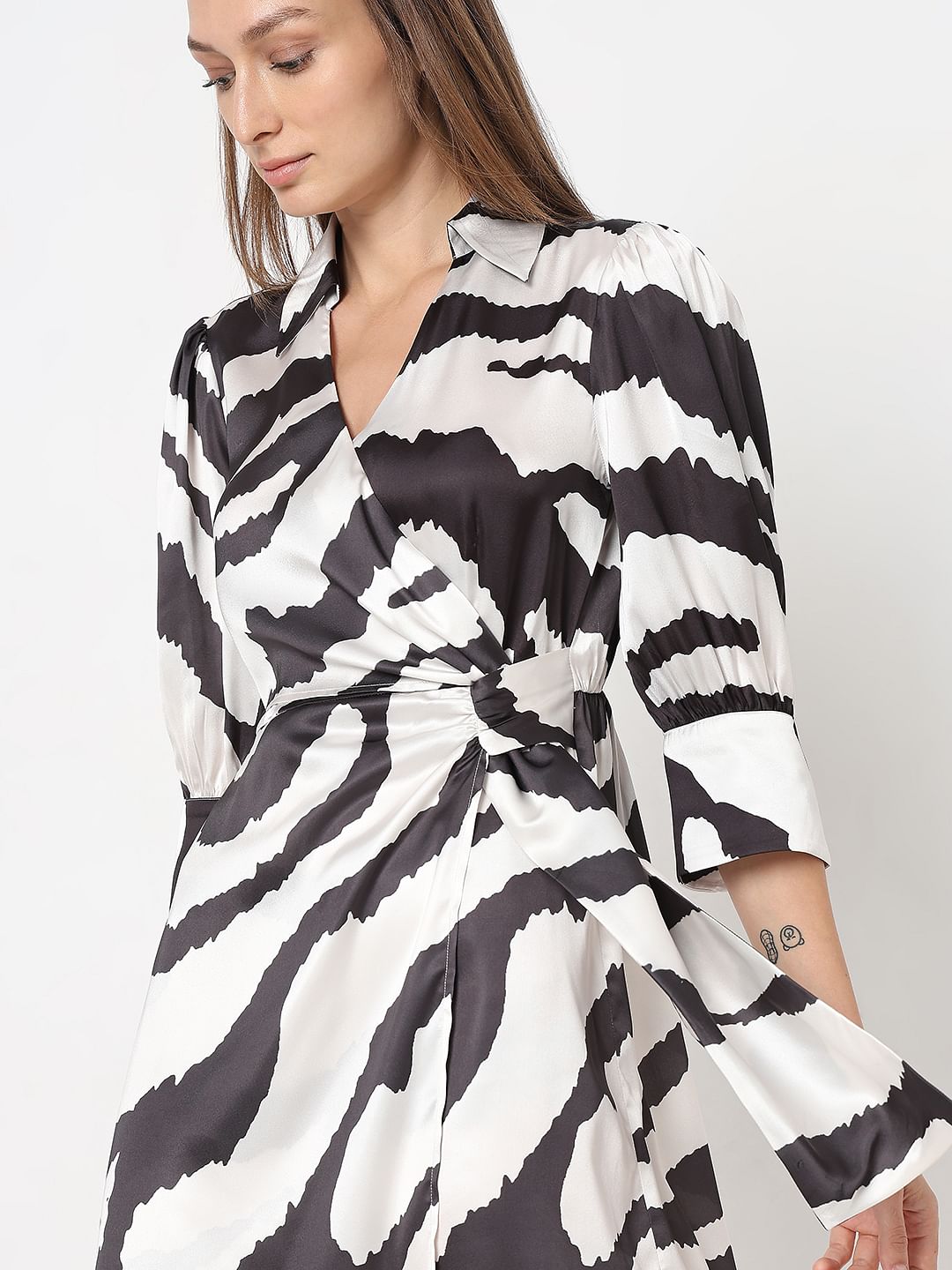 Black Zebra Print Shirt Dress