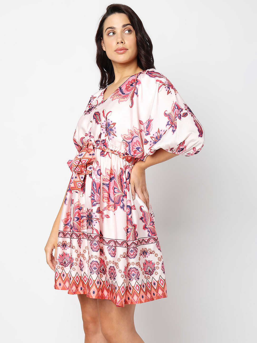 Red Floral Fit & Flare Dress