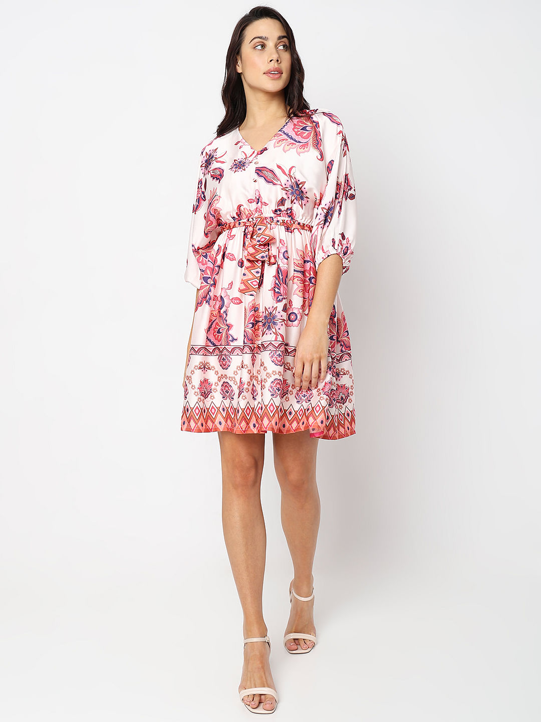 Red Floral Fit & Flare Dress