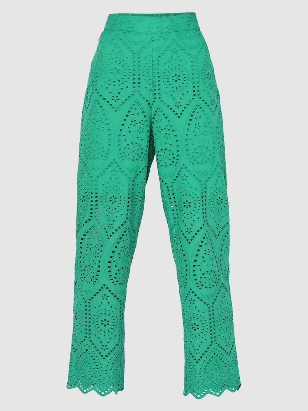 Green Schiffli Co-Ord Set Pants
