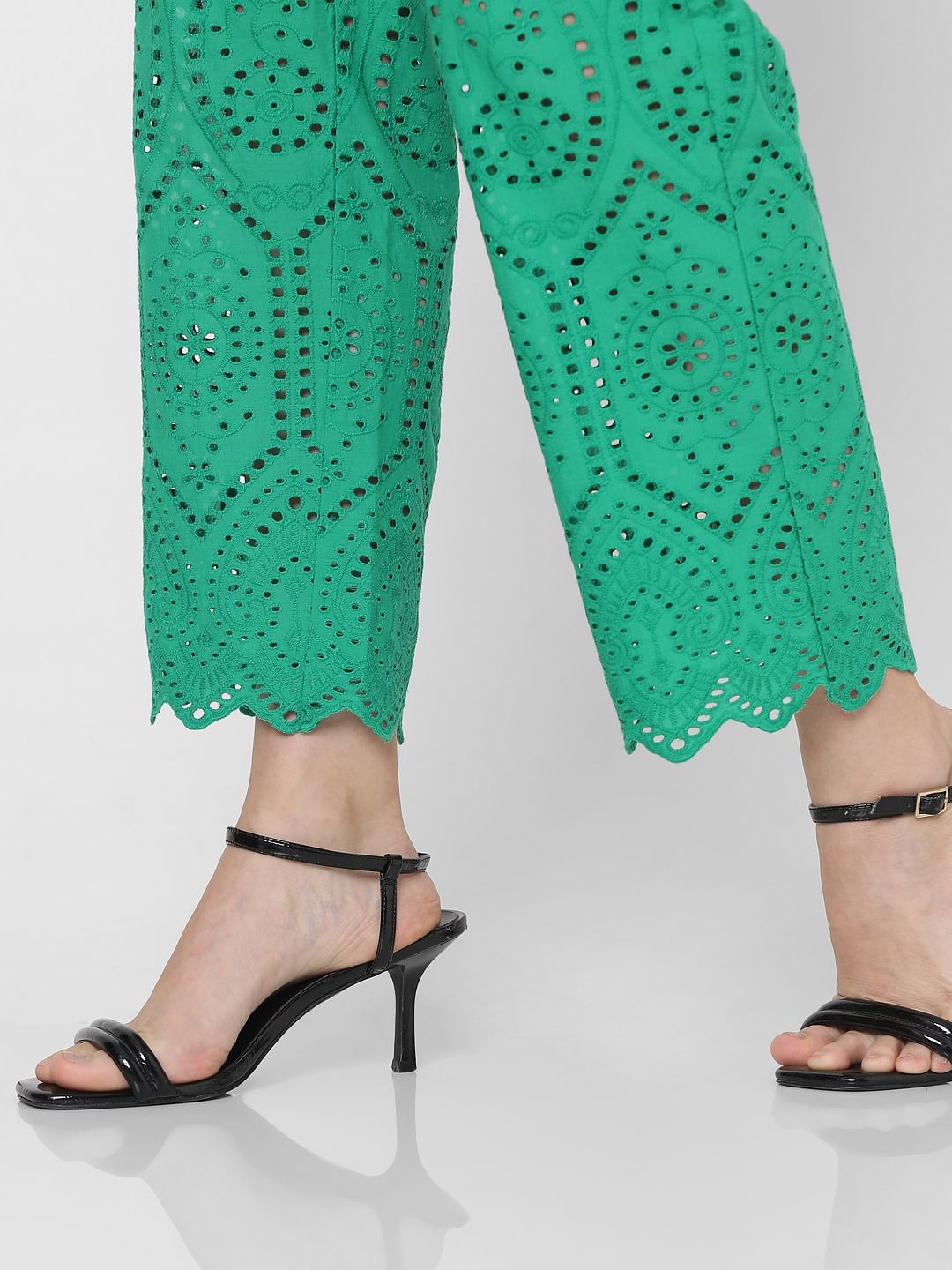 Green Schiffli Co-Ord Set Pants