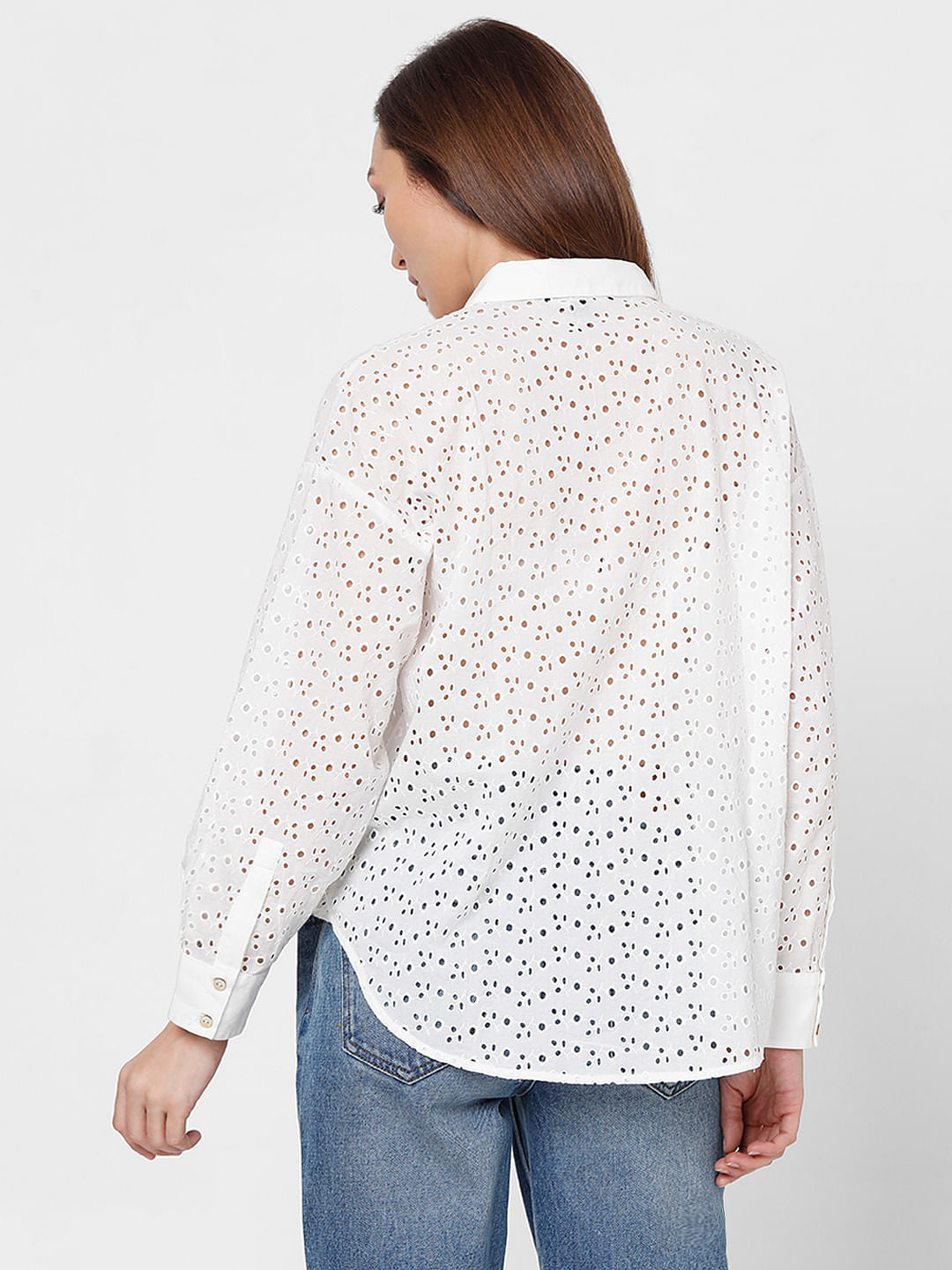 White Schiffli Cotton Shirt