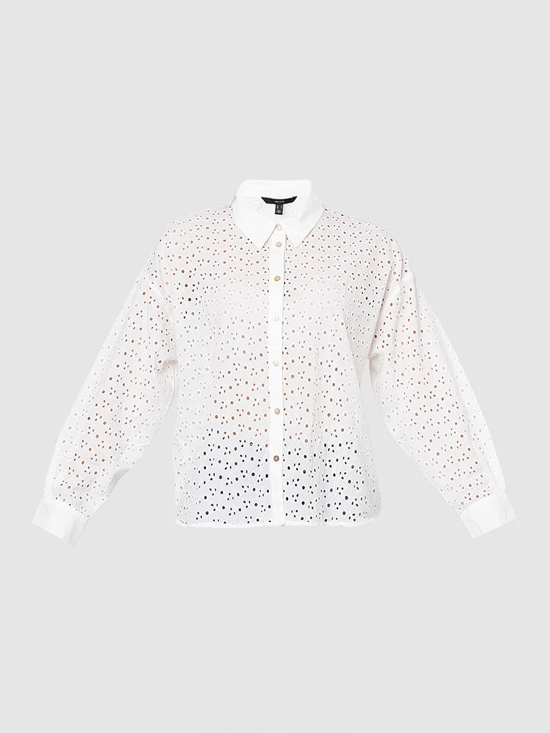 White Schiffli Cotton Shirt