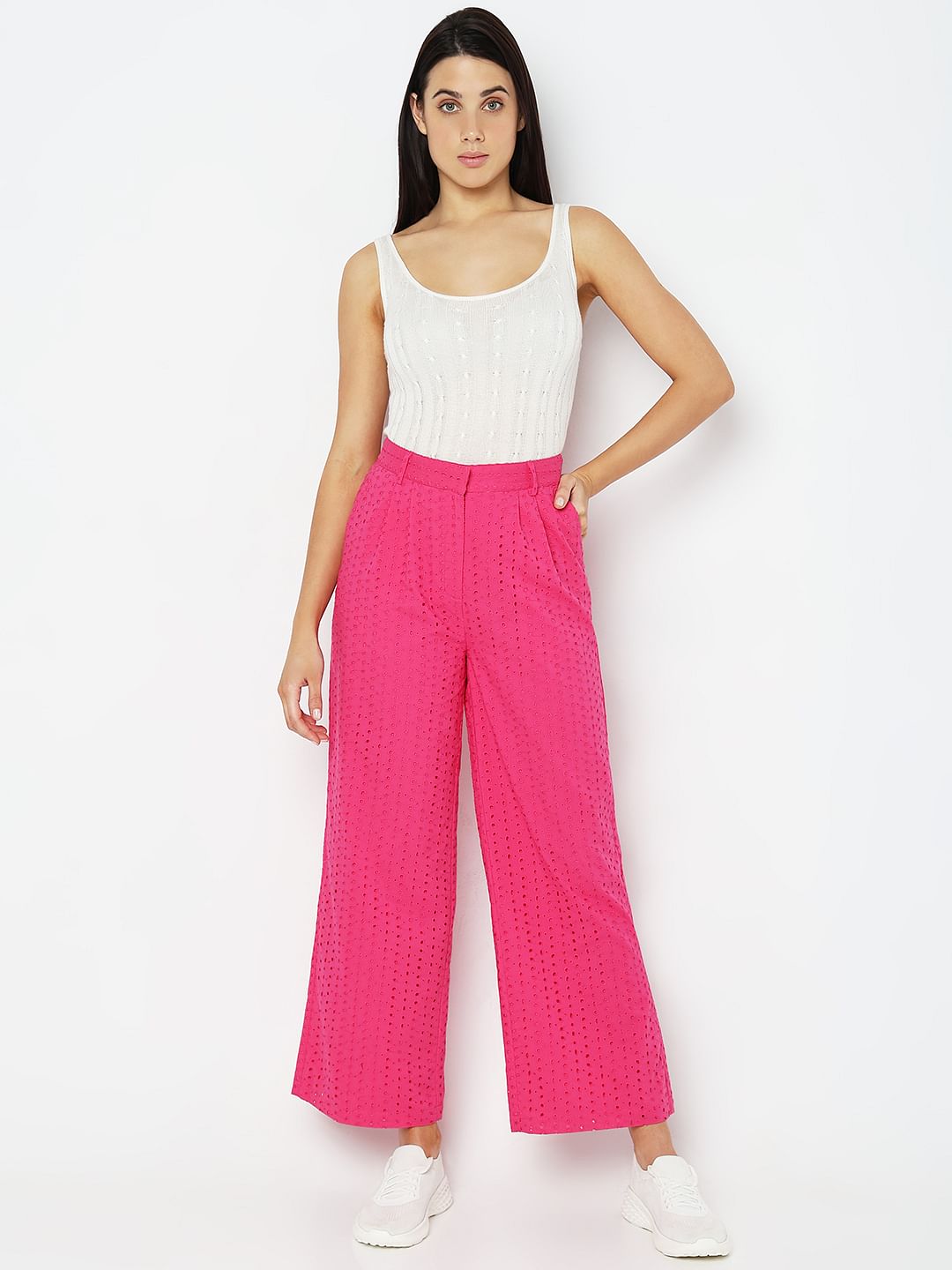Pink High Rise Co-Ord Set Pants