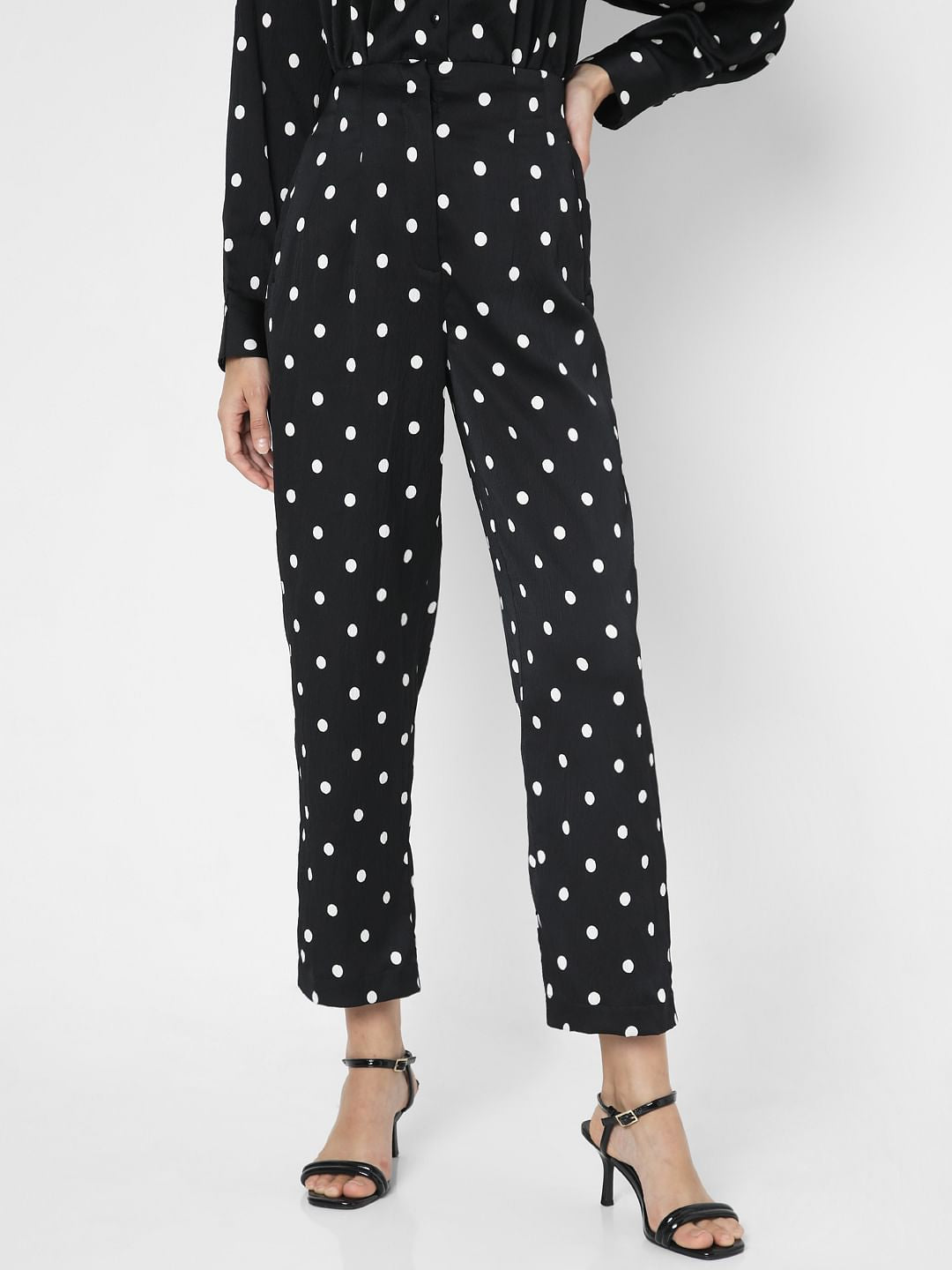Black High Rise Polka Dot Pants