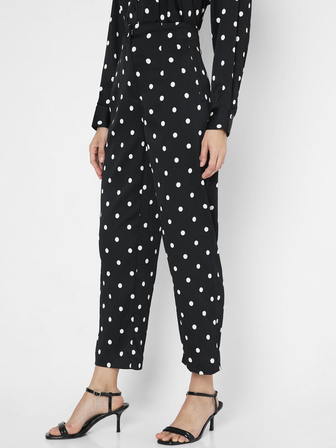 Black High Rise Polka Dot Pants