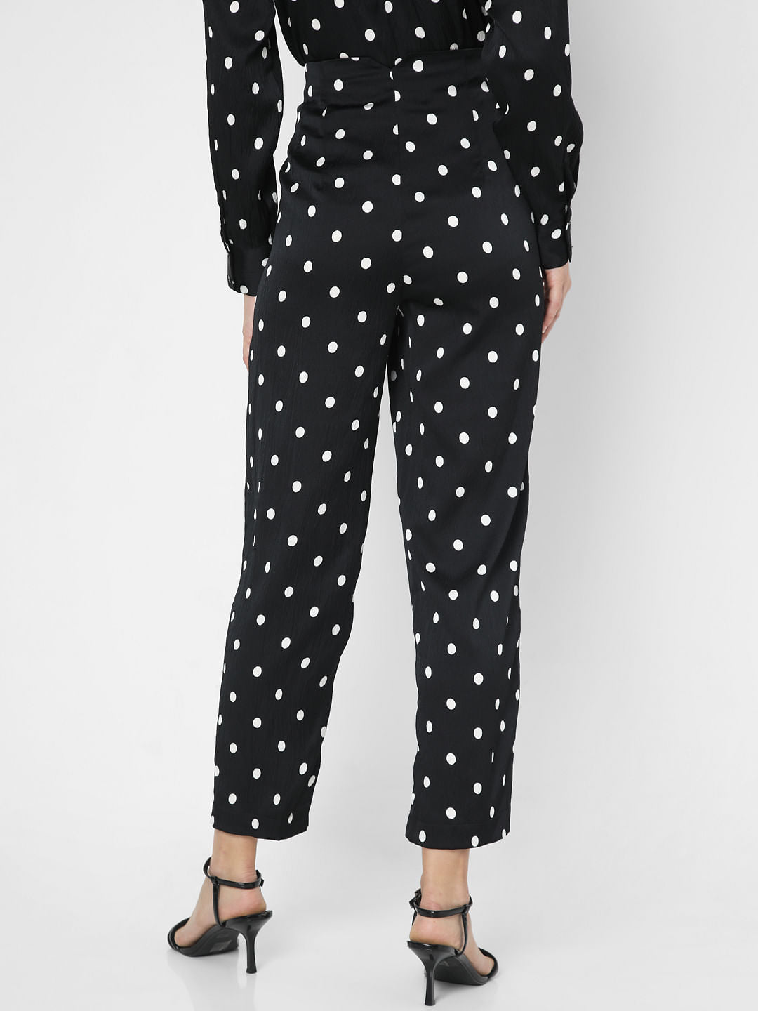 Black High Rise Polka Dot Pants