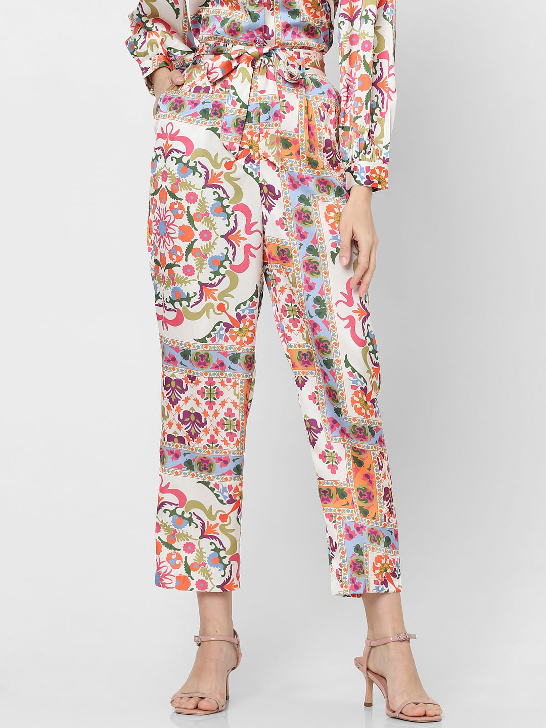 Multi-Coloured High Rise Printed Pants