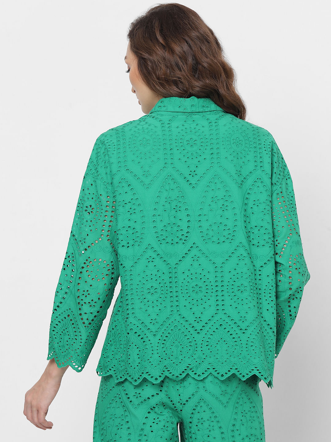 Green Schiffli Co-Ord Set Shirt