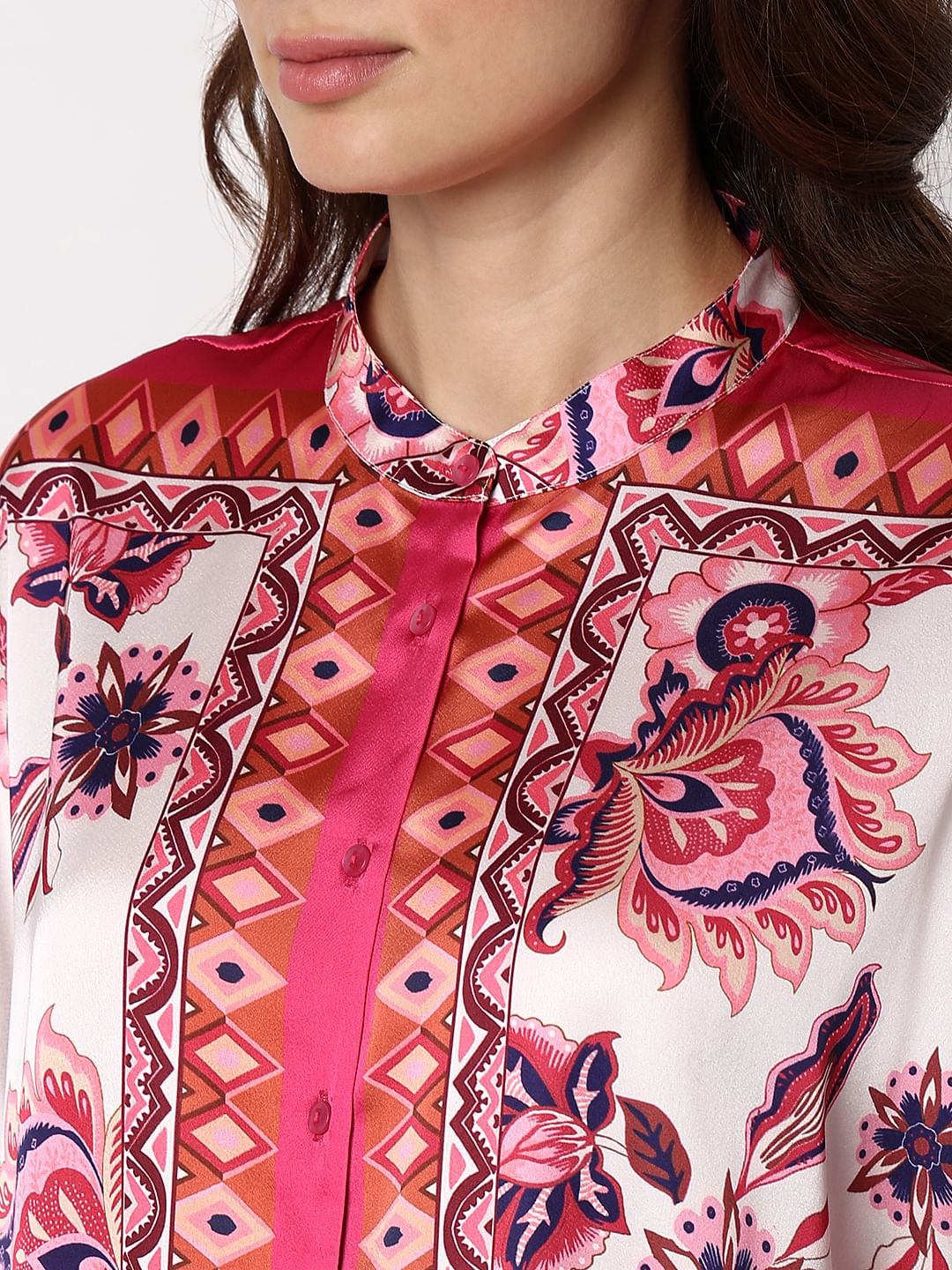 Red Printed Flared Sleeves Top