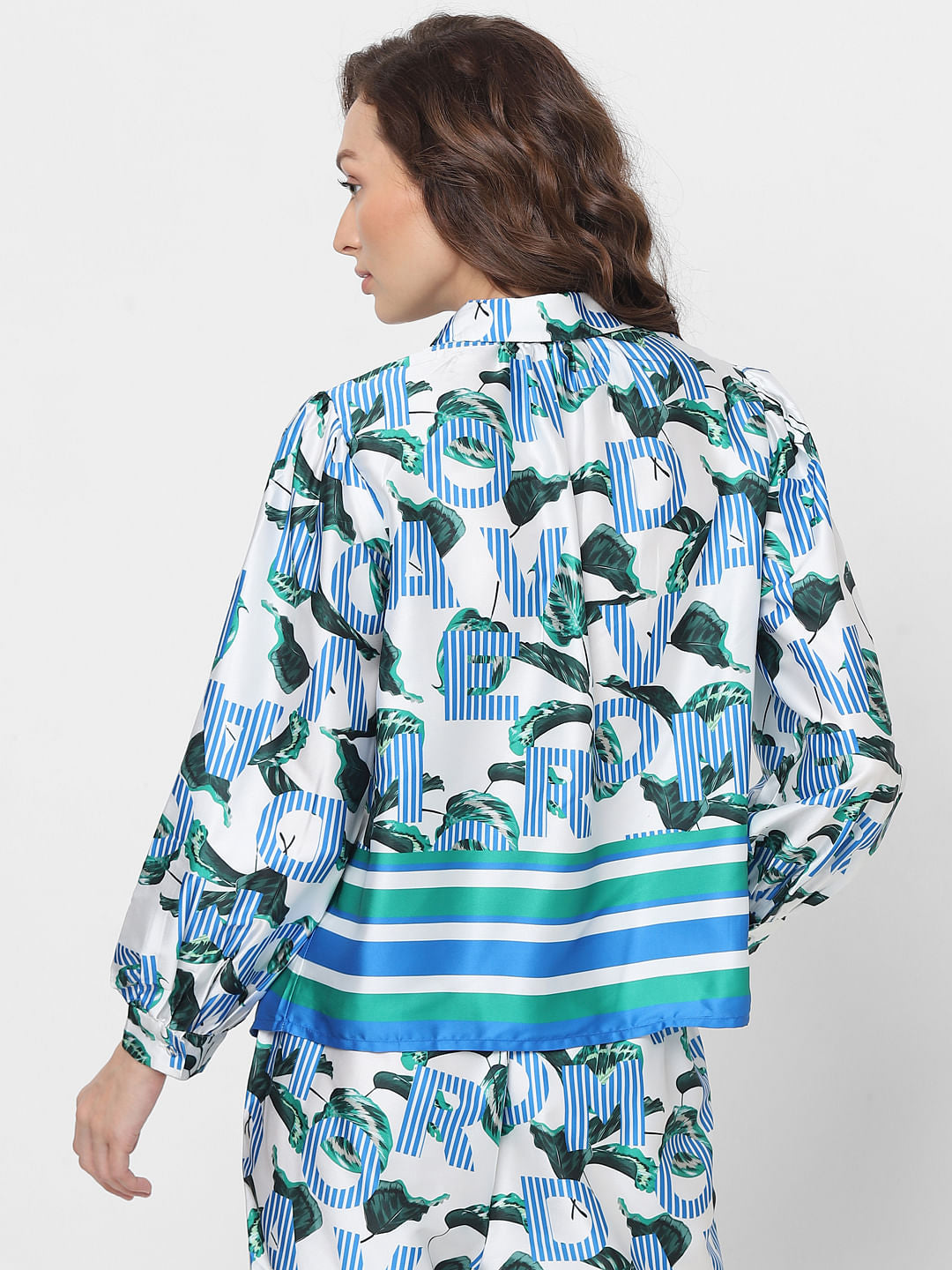 Blue Printed Co-Ord Set Shirt